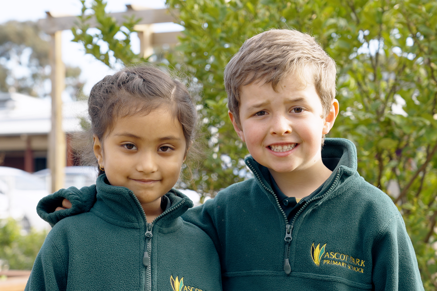 Photo of two Ascot Park Primary School reception students included in this year's midyear intake