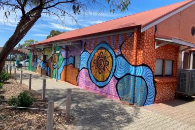 A brightly painted building at Burton Primary School. 